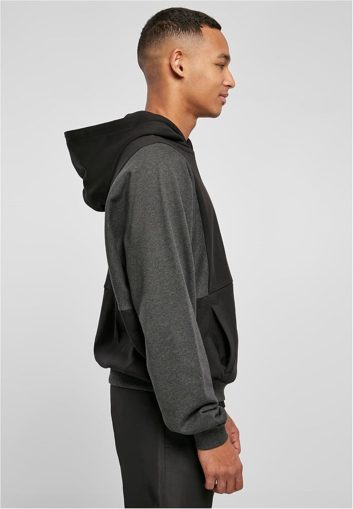 Urban Classics Cut On Sleeve Hoody, Männer Kapuzenpullover in Loose Fit Passform mit zwei Taschen an