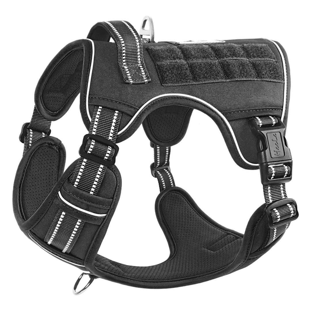 HEELE Hundegeschirr, Metall Taktisches Geschirr, Taktische Hundeweste, Service Hundegeschirr, MOLLE
