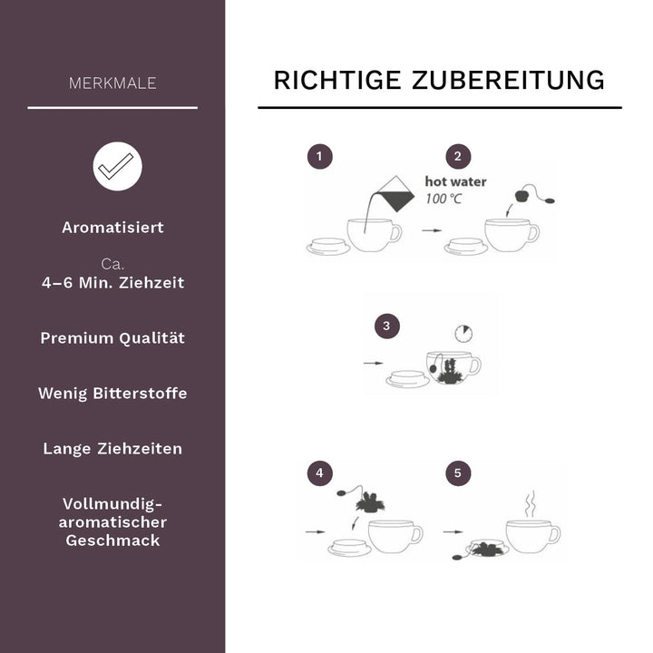 Creano Erblüh-Teelini schwarztee Geschenk-Set 'schwarzer Tee' 8 ErblühTeelini fein aromatisiert, 1 T