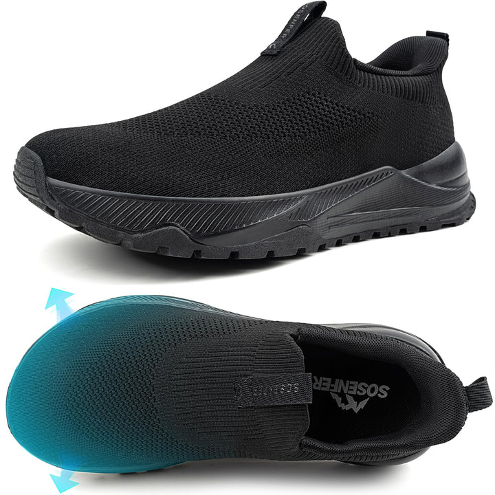 Sosenfer Breite Walkingschuhe Herren Extra Weit Slip On Sneaker rutschfeste Sportschuhe Ohne SchnüRs