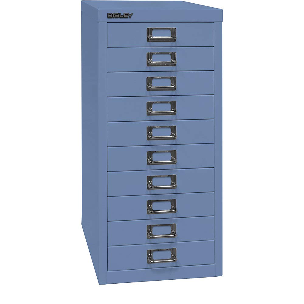 BISLEY MultiDrawer, 29er Serie, DIN A4, 10 Schubladen, Metall, 605 Blau, 38 x 27.9 x 59 cm