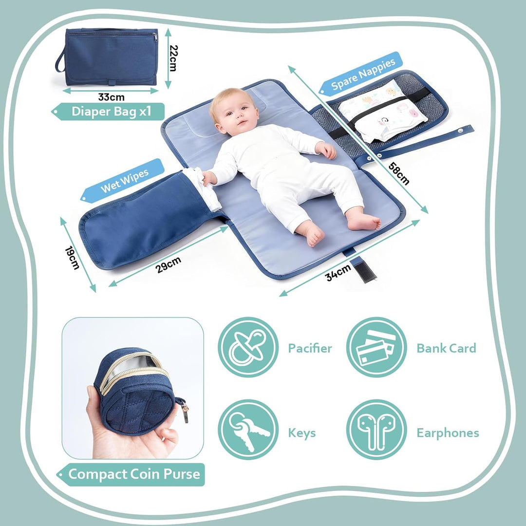 Wickeltasche Rucksack，Wickelrucksack Gross，Multifunktional Diaper Bag mit Mobiler Wickelauflage，Wass