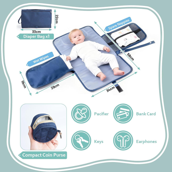 Wickeltasche Rucksack，Wickelrucksack Gross，Multifunktional Diaper Bag mit Mobiler Wickelauflage，Wass