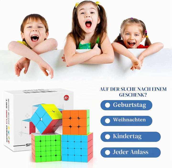 ROXENDA Zauberwürfel Set, Speed Cube Set von 2x2 3x3 4x4 5x5 Speedcube mit Geschenkbox für Kinder, G