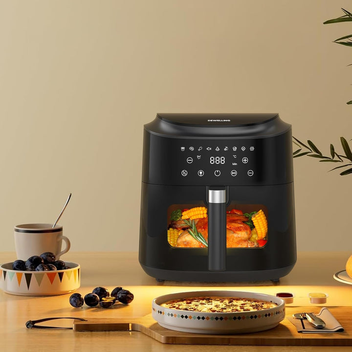 Heissluftfritteuse XXL 9L – 2350W Airfryer für Schnellgar, Heissluftfriteuse mit grossem Sichtfenste