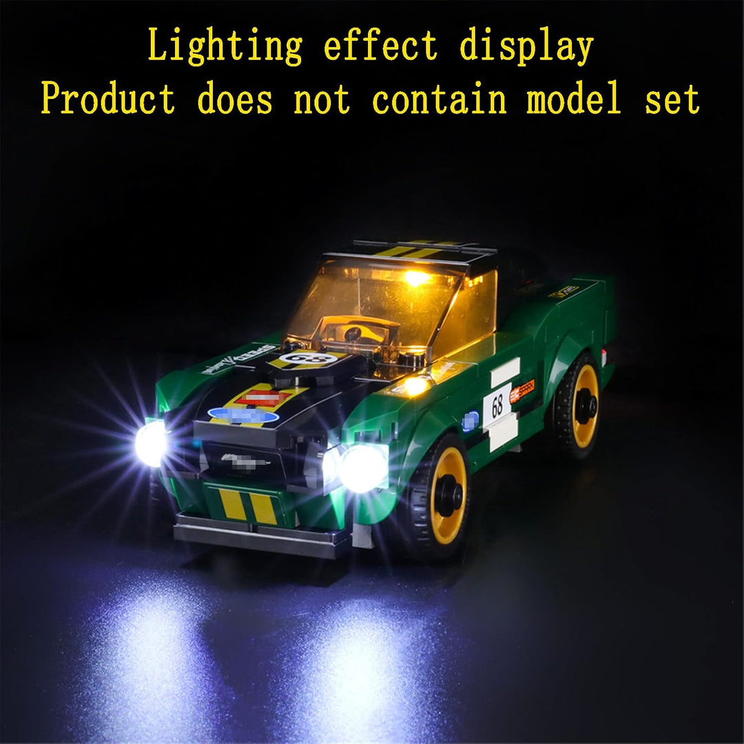 GEAMENT LED Licht-Set Kompatibel mit Lego 1968 Ford Mustang Fastback Speed Champions 75884 Bausteine