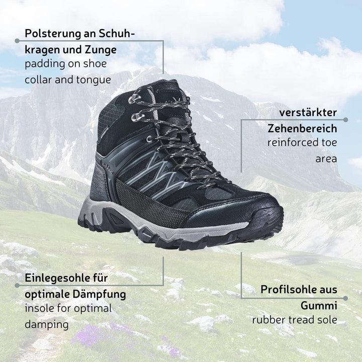 Black Crevice Trekkingschuhe Herren I High Cut Trekking Schuhe I Wasserfeste Wanderschuhe I Hochwert