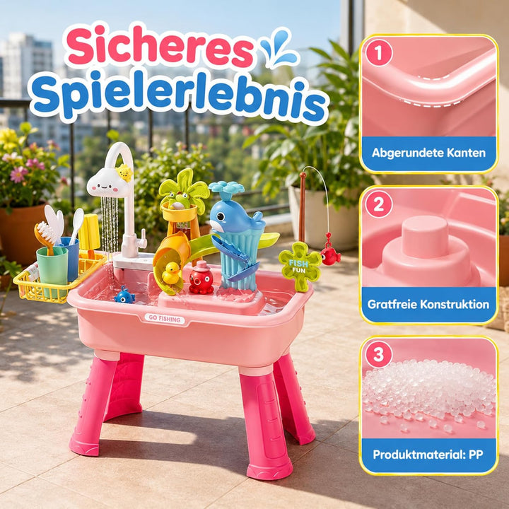 4-in-1 Spielspüle - Wassertisch Mit Pumpe Und Fliessendem Wasser | Sand Und Wasser Spielzeug | Angel