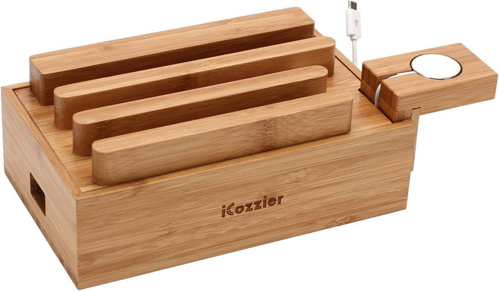 iCozzier Mini Bambus iWatch Ständer Multifunktionelle Ladestation und Kabel Organizer Docking Statio