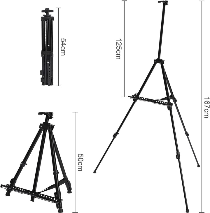 Aluminium Staffelei 50-167cm, Atelierstaffelei Verstellbare Standstaffelei Feldstaffelei, Mit Tasche