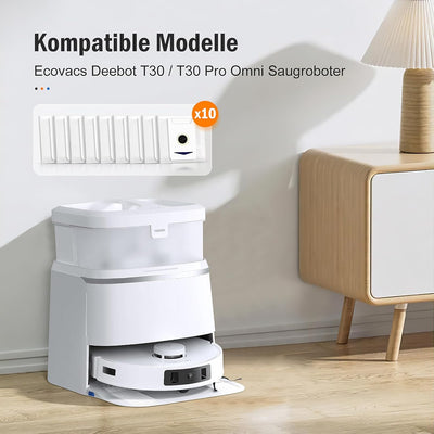 10 Stück Staubbeutel Zubehör für Ecovacs Deebot T30 Omni / T30 Pro Omni Saugroboter, 3L Grosser Kapa