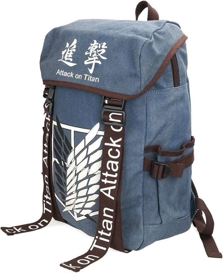 Rucksack mit Aufklärungstrupp Wappen für Attack on Titan Fans | Hellbraun oder Blau, Blau