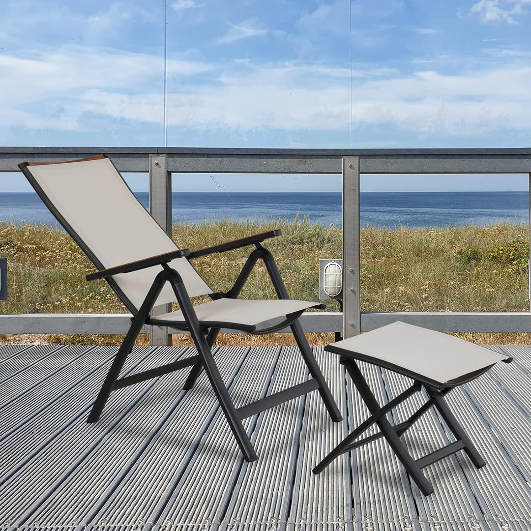 Grand patio Fusshocker Klapphocker für den Aussenbereich, Sitzhocker Gartenhocker aus Aluminium und