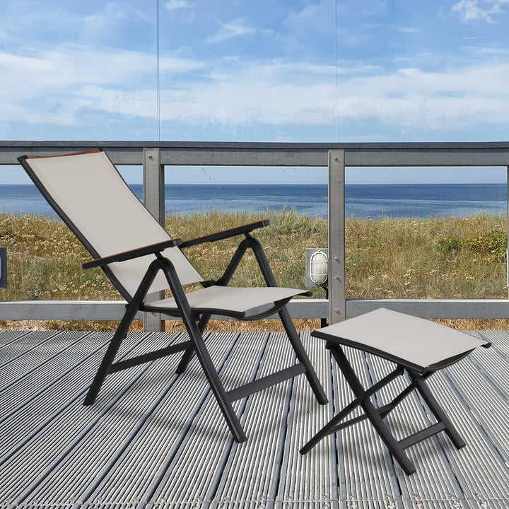 Grand patio Fusshocker Klapphocker für den Aussenbereich, Sitzhocker Gartenhocker aus Aluminium und