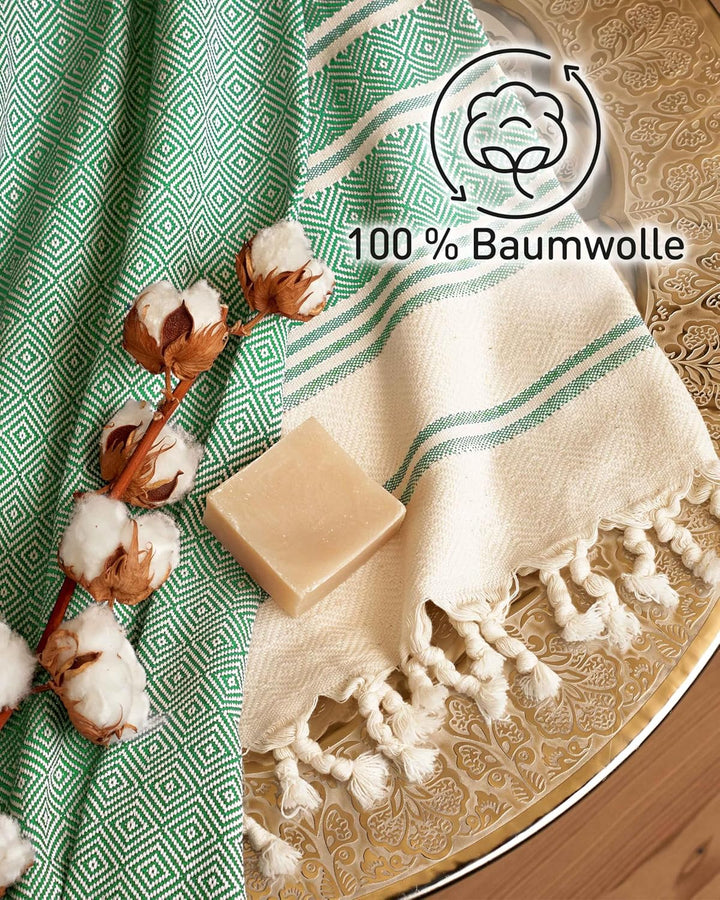 Fit-Flip Hamamtuch aus 100% Baumwolle – saugfähig und schnelltrocknend – türkisches Saunatuch, Stran