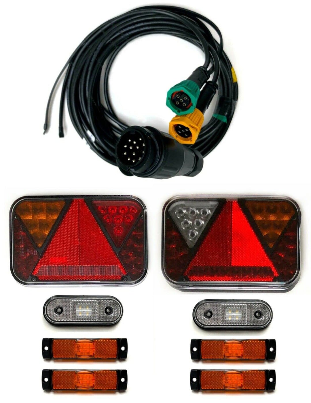 Anhängerbeleuchtung LED Rückleuchten und Umrissleuchten 13 polig Kabel 7,7m Set