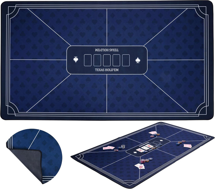 Engelhart - 320995 - Pokermatte, blau, rutschfeste Spielfläche, 140 cm x 80 cm, Dicke: 3 mm, Bedruck