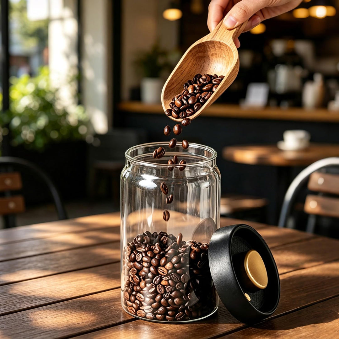 Kaffeebohnen Behälter, Kaffee Vakuumbehälter aus Glas, Kaffeedose Luftdicht | 2 Stück Kaffeedose für