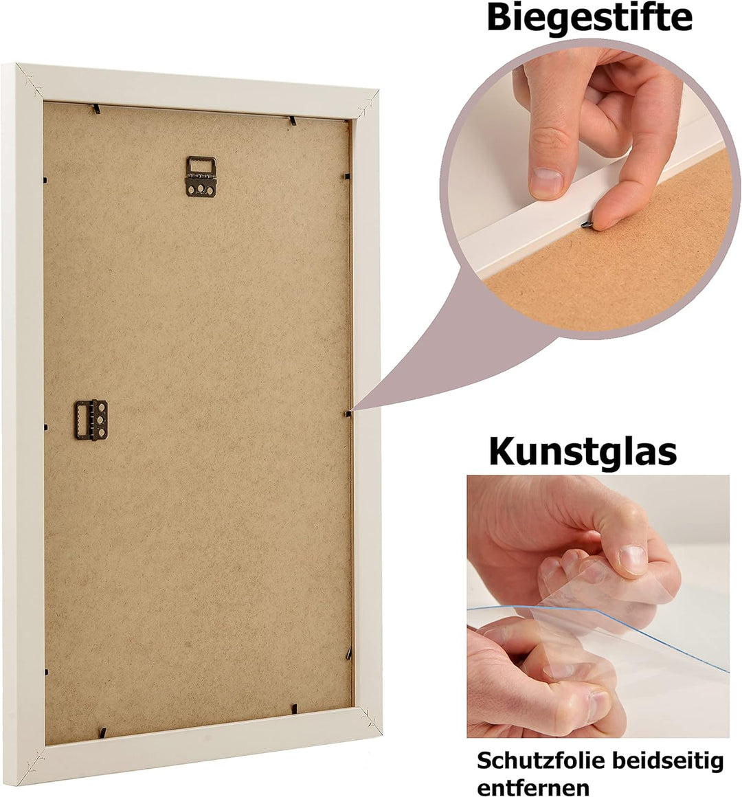 rahmengalerie24 Bilderrahmen 33x98 cm New Rio Rahmen weiss Holz Acrylglas ohne Passepartout Portrait