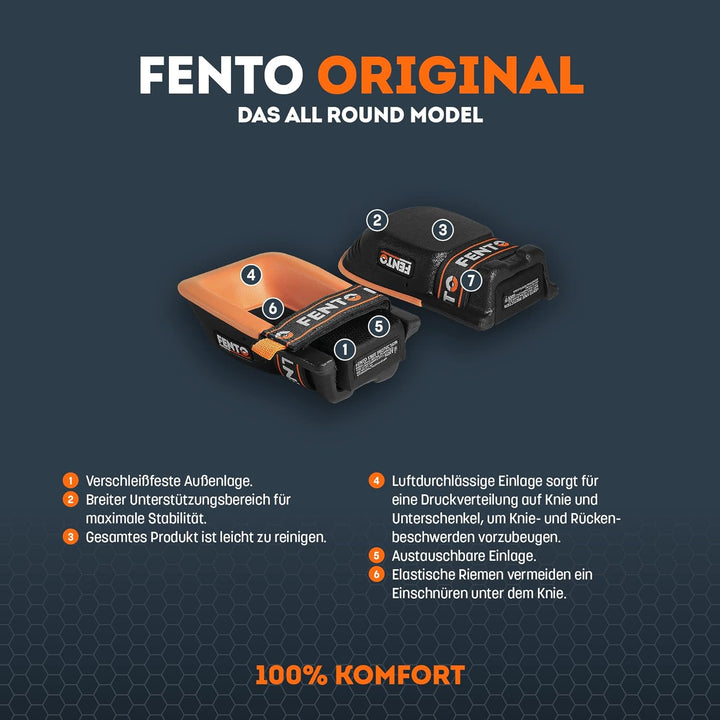 FENTO ORIGINAL - Knieschoner Arbeiten für Profis im Baugewerbe, Boden- und Fliesenleger, Garten- und