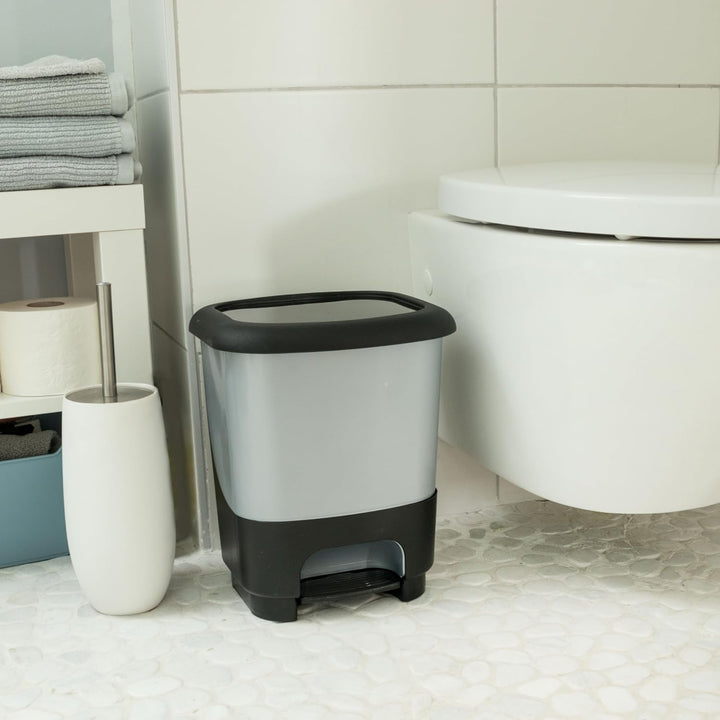 Hummelladen Mülleimer Treteimer 10 Liter eckig 27x23x32cm grau Kunststoff Klein separater Eimer Küch