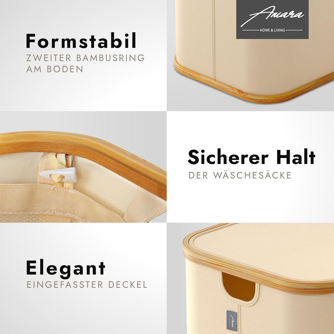 Amara Home & Living - 155 L Wäschekorb mit Deckel - Extra stabiler Wäschekorb-Wäschesammler-Aufbewah