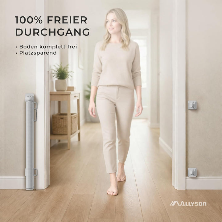 Allyson Treppenschutzgitter ausziehbar bis 140 cm, 86 cm hoch, Baby- und Haustier-Schutzgitter, Gerä