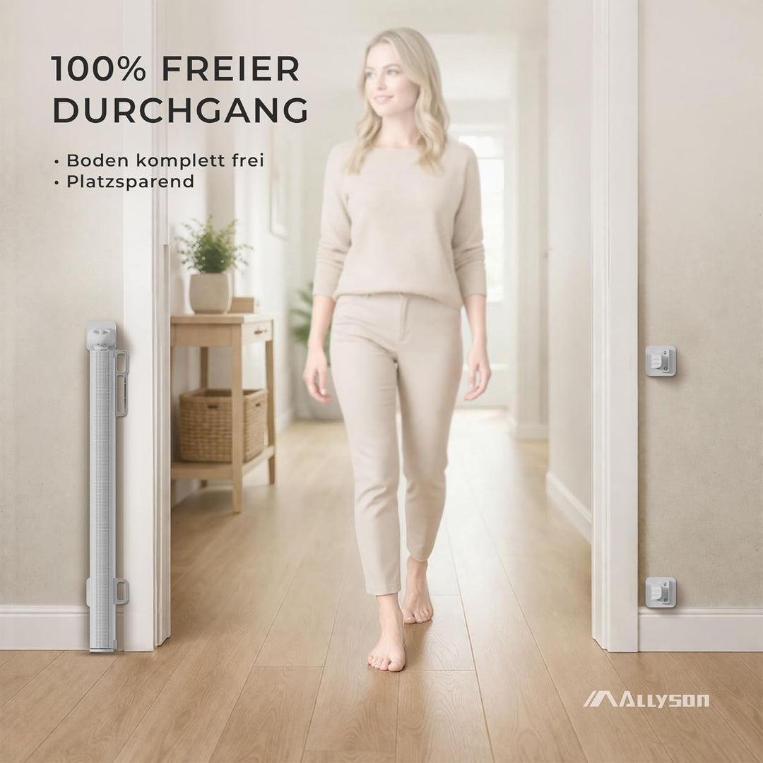 Allyson® Treppenschutzgitter Ausziehbar ohne Bohren, Türschutzgitter bis 140 cm Treppengitter für Ki