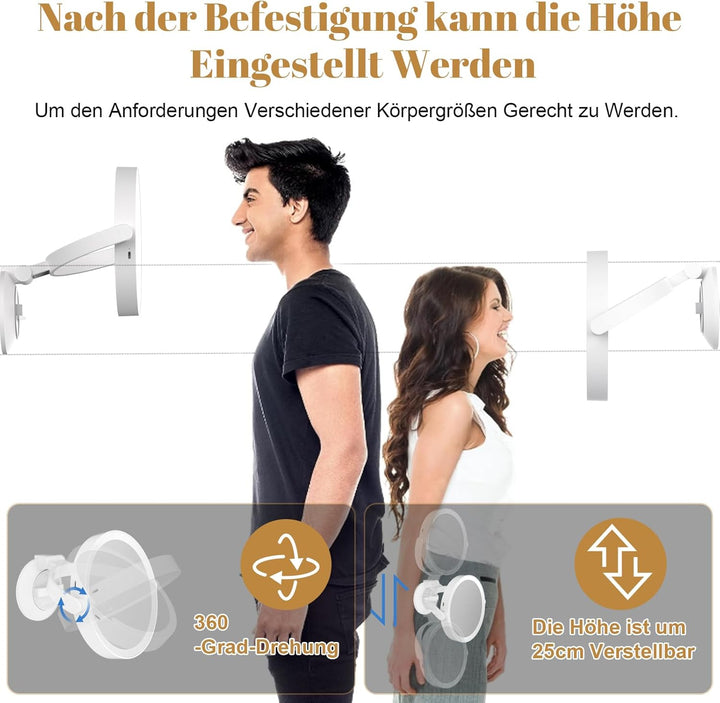 Robofun Schminkspiegel mit Beleuchtung und Nanometer Stark Saugnapf, Kosmetikspiegel 20 fache mit Be
