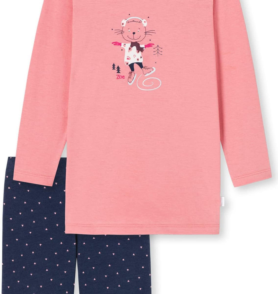 Schiesser Mädchen Schlafanzug lang – Einhorn, Sterne, Dots, Waldmotive und Hexen, Altrosa (rosa), 12