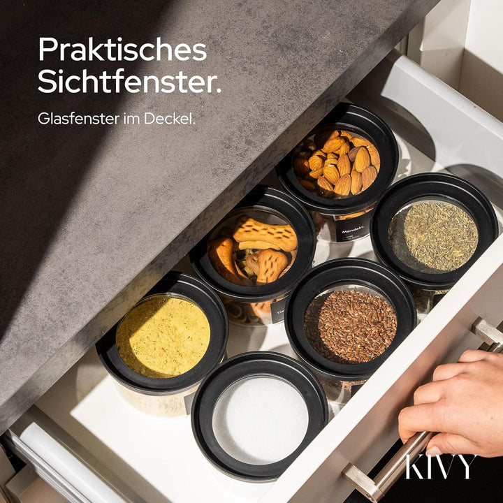 KIVY Grosses Vorratsglas mit transparenten Glasdeckel [3000ml] Luftdichtes - für Waschmittel - Wasch