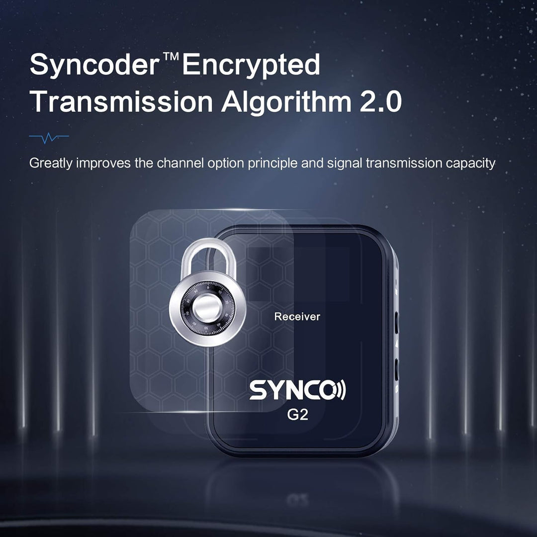 SYNCO G2 (A2) Pro 2.4GHZ Drahtloses Lavalier Mikrofon mit Ladekoffer 1 Empfänger 1 Sender Echtes Far