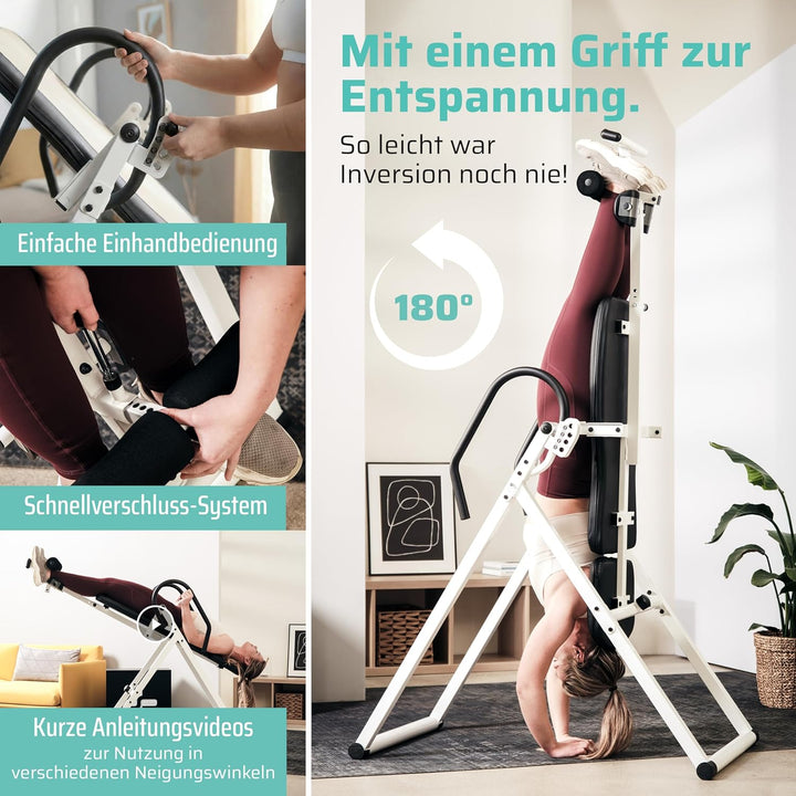 SportPlus Inversionsbank, klappbarer Schwerkrafttrainer, Inversion Table mit 4 oder 6 Inversionswink