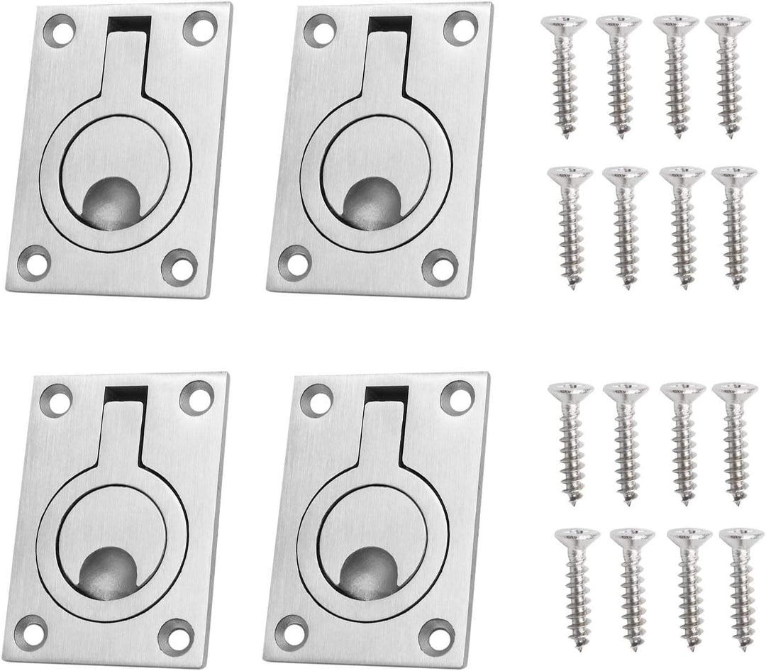 OTOTEC 4 Stück Embedded Zugring Griff 304 Edelstahl mit Befestigungsschrauben für Marine Stiefel Rie