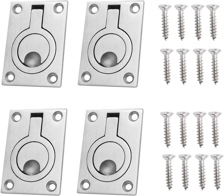 OTOTEC 4 Stück Embedded Zugring Griff 304 Edelstahl mit Befestigungsschrauben für Marine Stiefel Rie