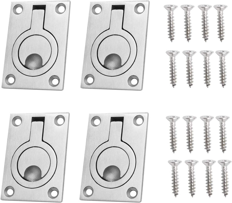 OTOTEC 4 Stück Embedded Zugring Griff 304 Edelstahl mit Befestigungsschrauben für Marine Stiefel Rie