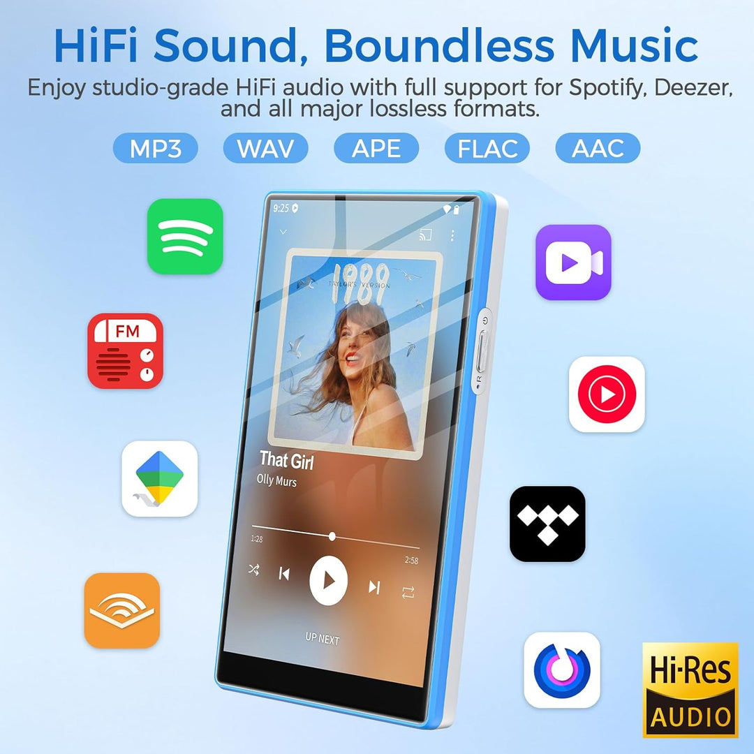 MP3 Player Spotify mit Bluetooth & WLAN, AGXOV 5 Zoll Touchscreen MP4 Musik Player mit Integriertem