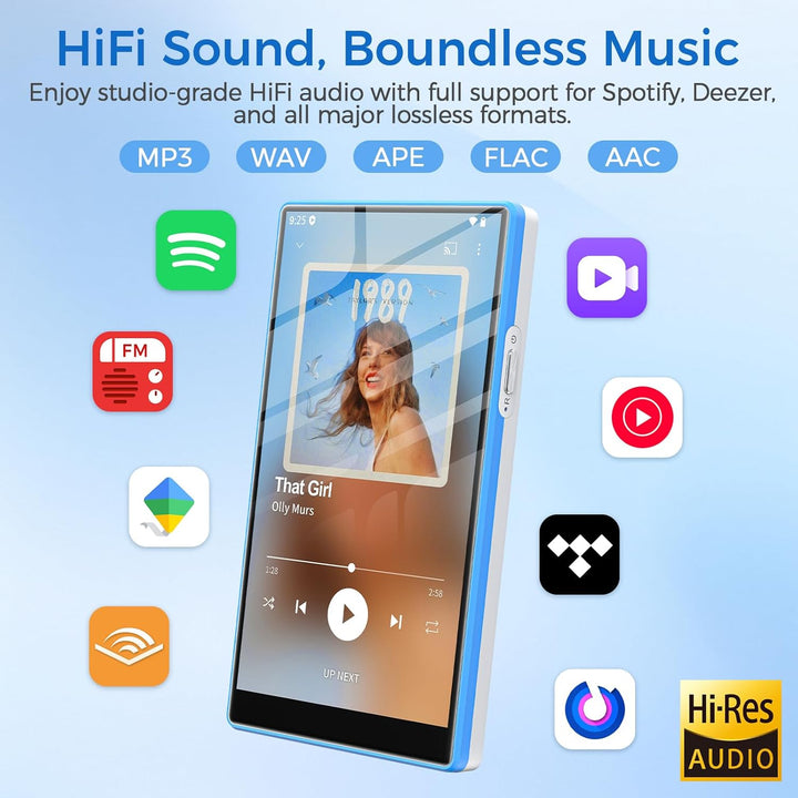 MP3 Player Spotify mit Bluetooth & WLAN, AGXOV 5 Zoll Touchscreen MP4 Musik Player mit Integriertem