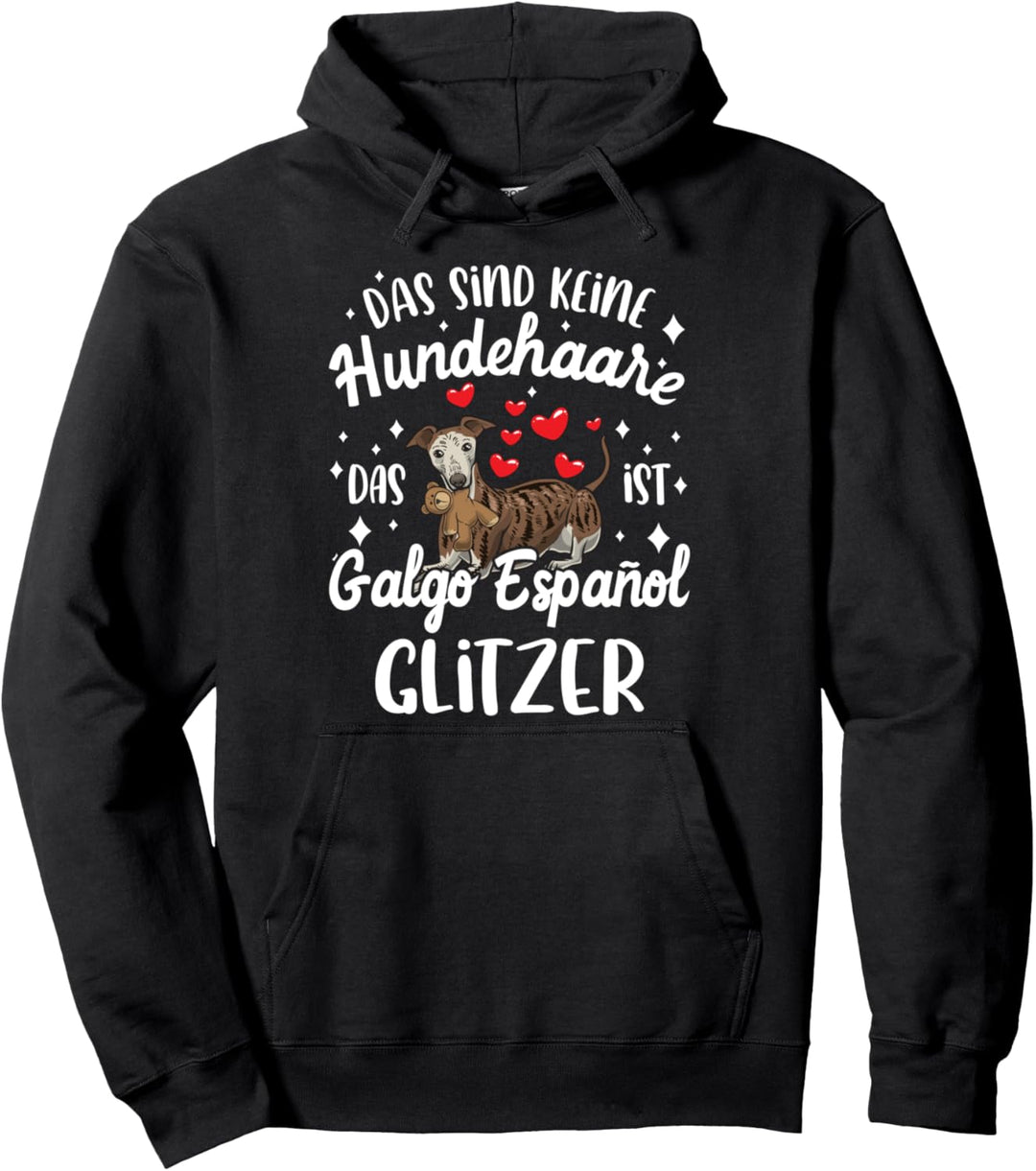 Galgo Español Hund mit Plüschtier und vielen Herzen Pullover Hoodie