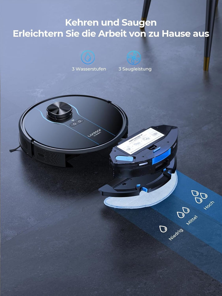 Laresar Clean Saugroboter mit Wischfunktion, Saugroboter mit Absaugstation L6 Nex, LiDAR Navigation,