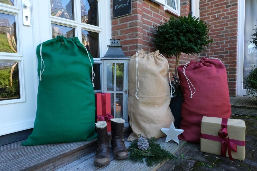 Grosser Nikolaussack, Jutesack, Weihnachts-Sack, Weihnachten, Winter - Jute- (Grün, 120x70) 120x70 G