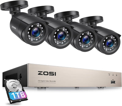 ZOSI 1080p Aussen Video Überwachungskamera Set mit Kabel,8CH 5MP Lite DVR Recorder mit 1TB Festplatt