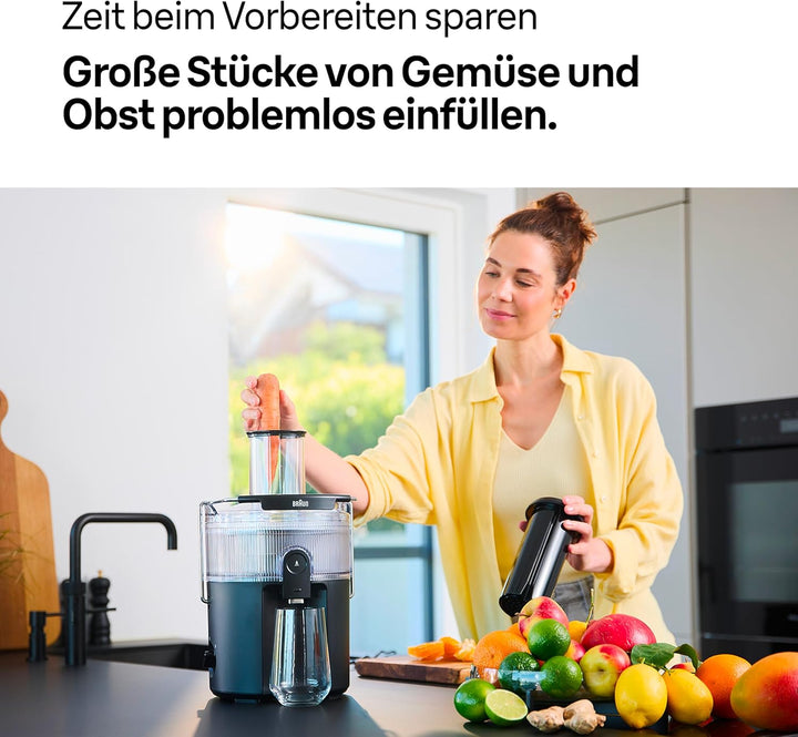 Braun MultiJuice 5 SJ500, Zentrifugalentsafter mit ColdXtract-Technologie, 75 mm Einfüllöffnung, 1,5