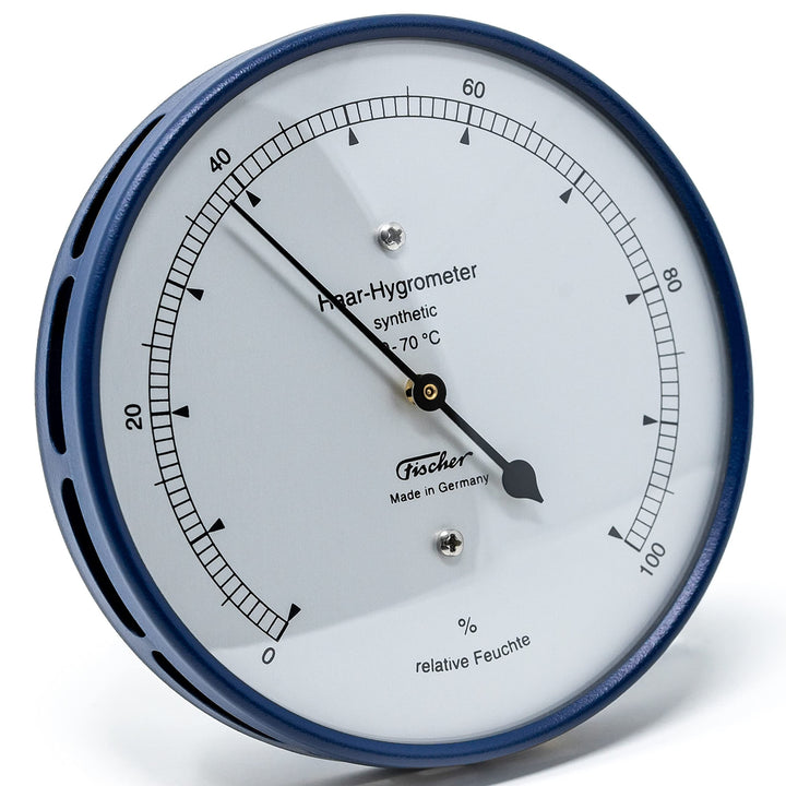 Fischer 122.48 - synthetisches Haar-Hygrometer - 103mm Luftfeuchtigkeitsmesser aus Edelstahl Made in