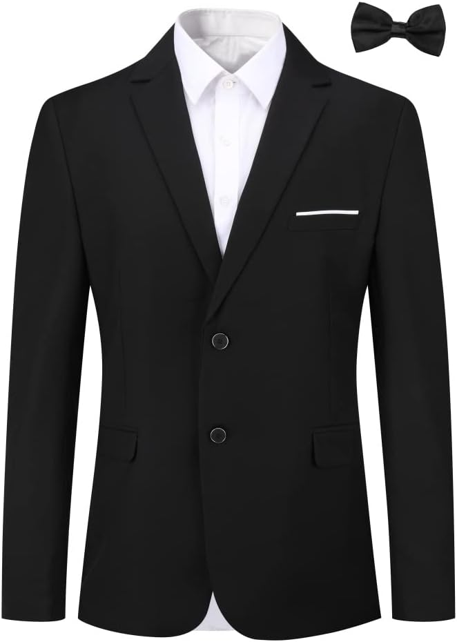 Allthemen Sakko Herren Slim Fit Sportlich Anzugjacke mit Fliege Zwei Knöpfe Herren Blazer für Busine