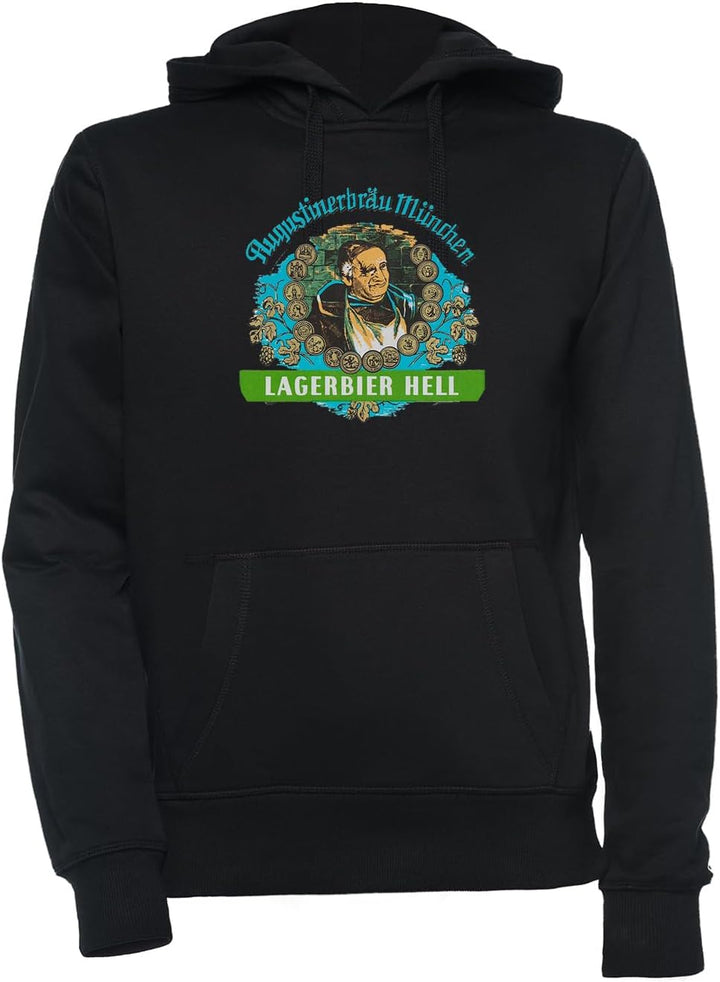 Luxogo Augustiner Munich Bee.Lagerbier Hell Unisex Schwarz Kapuzenpullover Herren Damen Unisex Black