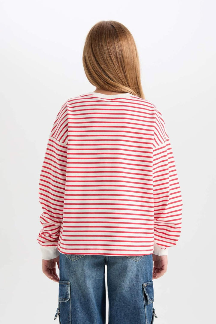 DeFacto Girl Regular Fit Langarm Gestricktes Kapuzen-Sweatshirt für Mädchen 11-12 Jahre Rot, 11-12 J