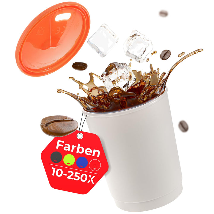 achilles Kaffeebecher mit Deckel, Kunststoffbecher, Mehrwegbecher, Trinkbecher, LFGB geprüft, spülma