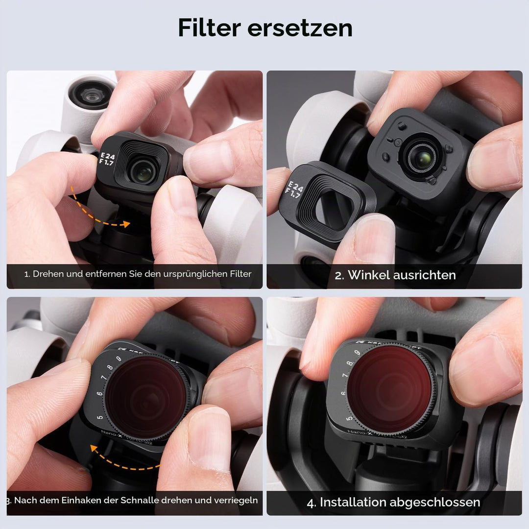 K&F CONCEPT Mini 3,Mini 3 Pro ND Filter, Variabler ND Filter ND32-ND512,5-9 Stop Graufilter kompatib