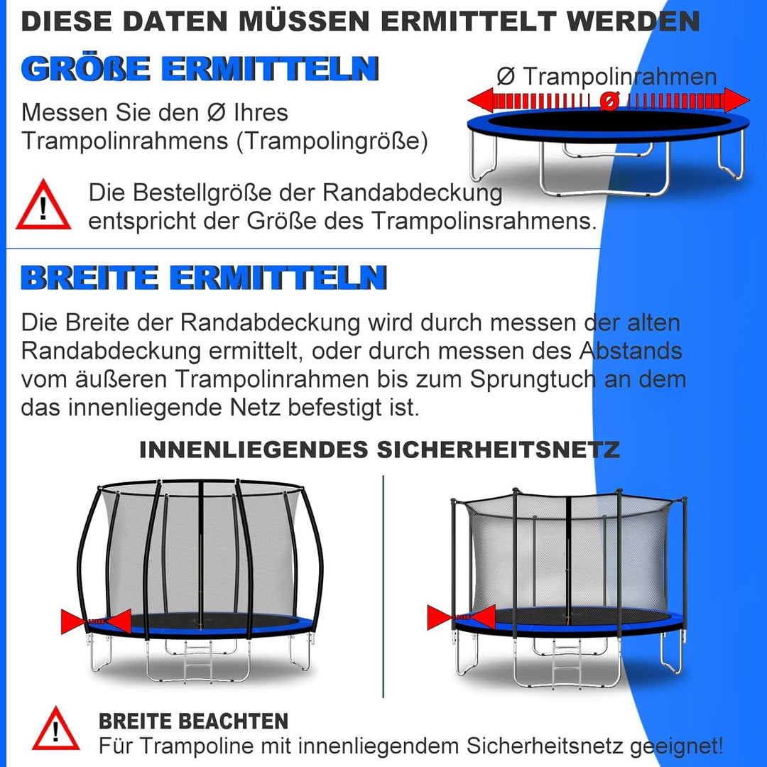 Baunsal® Trampolin Randabdeckung Ø 183 244 250 275 300 305 335 366 370 396 400 427 430 457 460 487 4